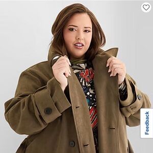 Ashley Graham x JCPenney Womens Plus Faux Suede Trench Coat